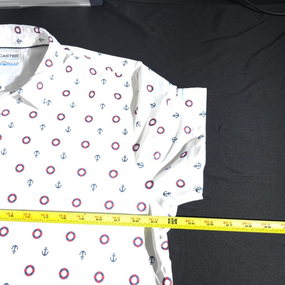Xcaster Outdoor Polo Shirt Men's XL White Anchor Lifebuoy Print Performances Geo - Picture 4 of 12